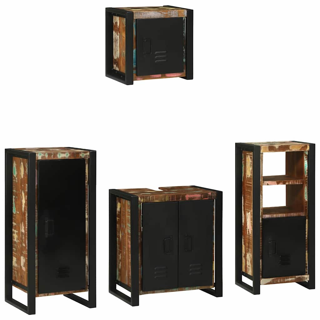 Badkamermeubelset met lade 4 pcs Massief Gerecycled Hout is nu te koop bij PeponiXL, paradijselijk wonen!