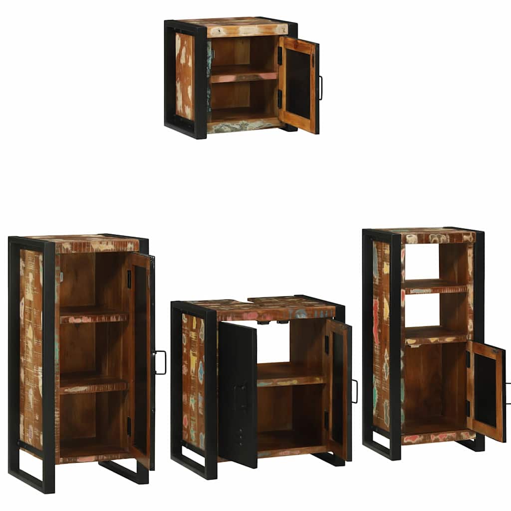 Badkamermeubelset met lade 4 pcs Massief Gerecycled Hout is nu te koop bij PeponiXL, paradijselijk wonen!