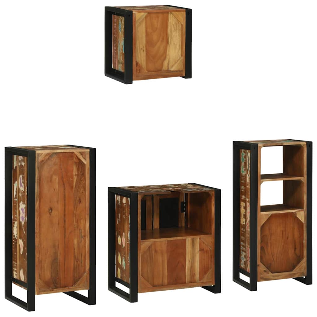 Badkamermeubelset met lade 4 pcs Massief Gerecycled Hout is nu te koop bij PeponiXL, paradijselijk wonen!