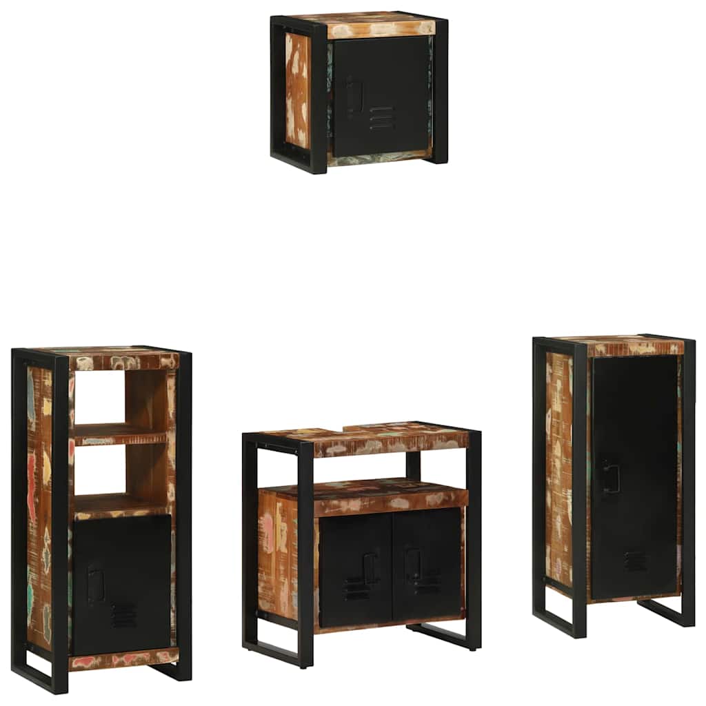 Badkamermeubelset met lade 4 pcs Massief Gerecycled Hout is nu te koop bij PeponiXL, paradijselijk wonen!