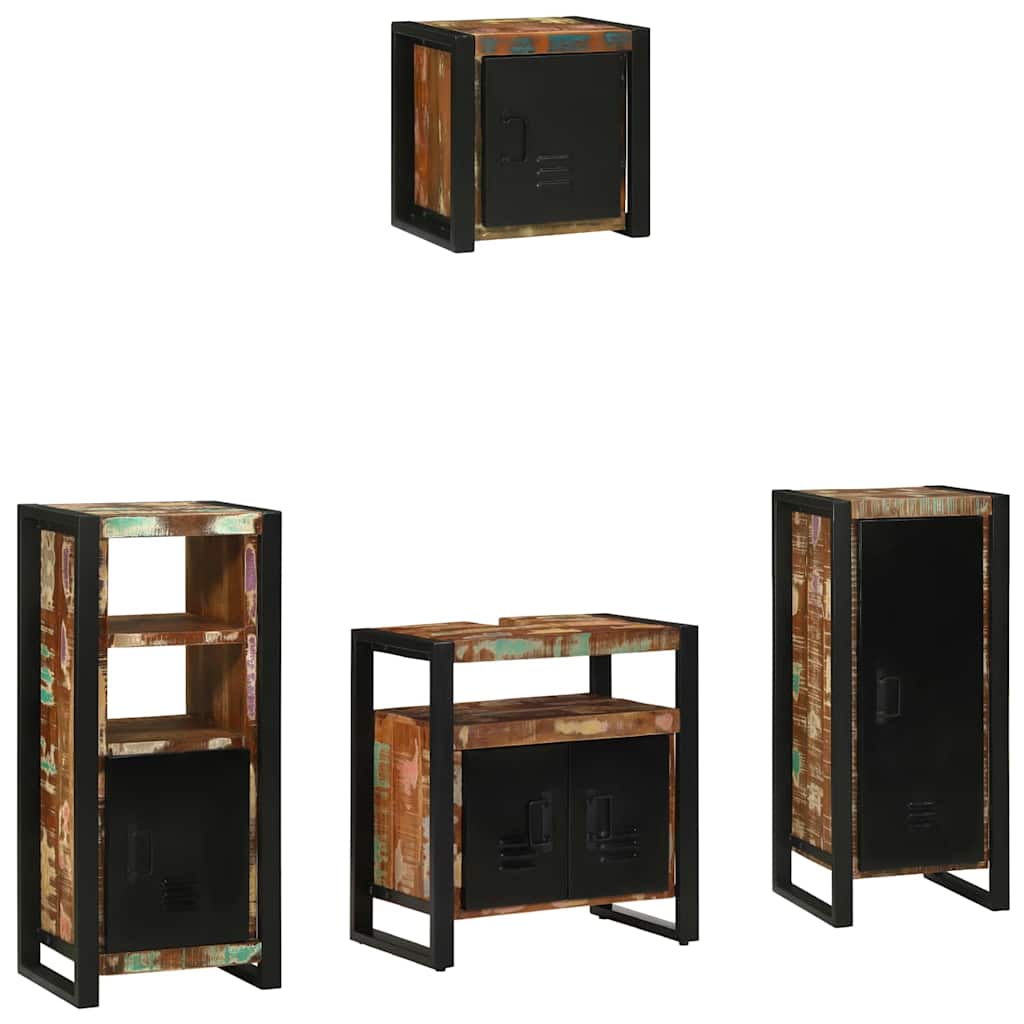 Badkamermeubelset met lade 4 pcs Massief Gerecycled Hout is nu te koop bij PeponiXL, paradijselijk wonen!