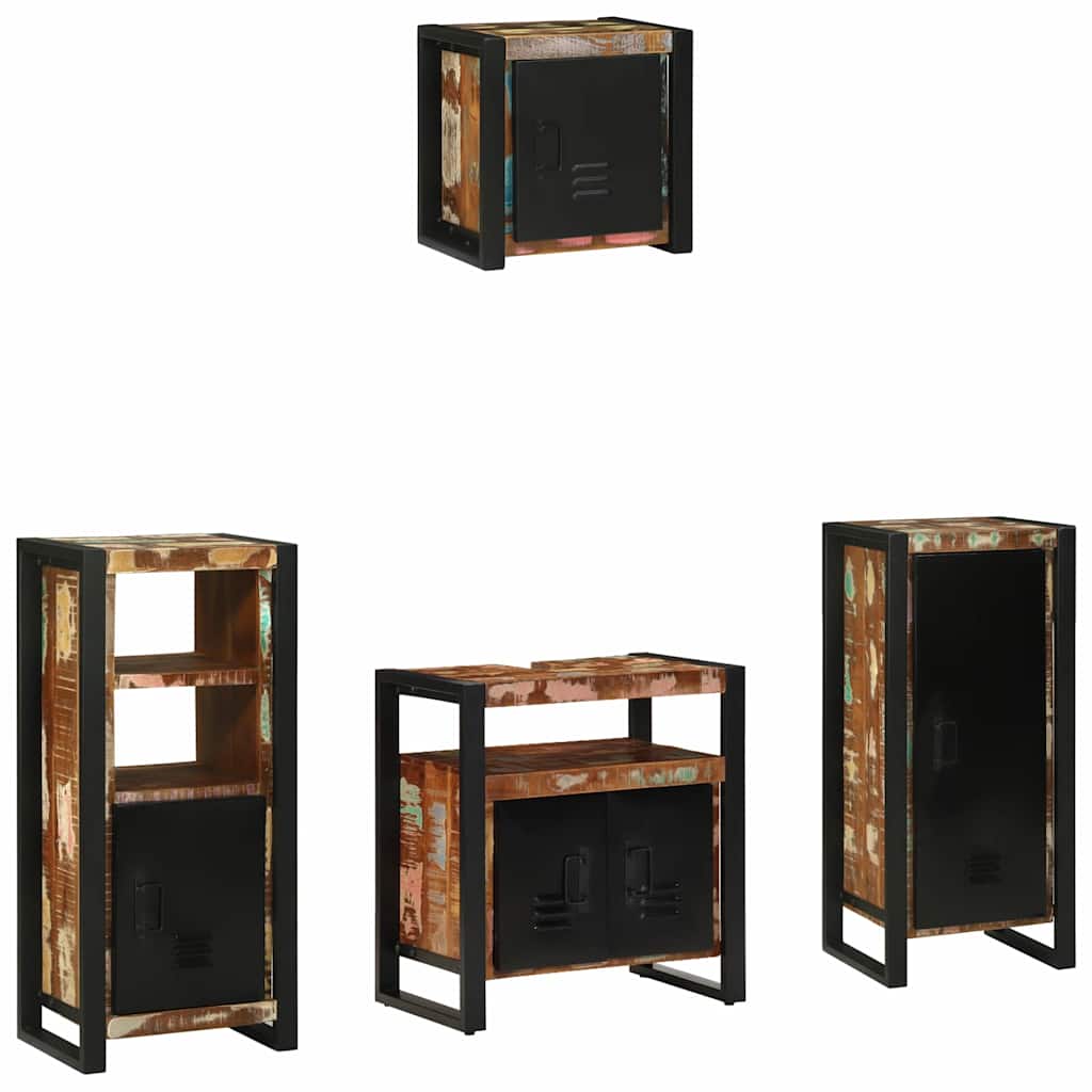 Badkamermeubelset met lade 4 pcs Massief Gerecycled Hout is nu te koop bij PeponiXL, paradijselijk wonen!