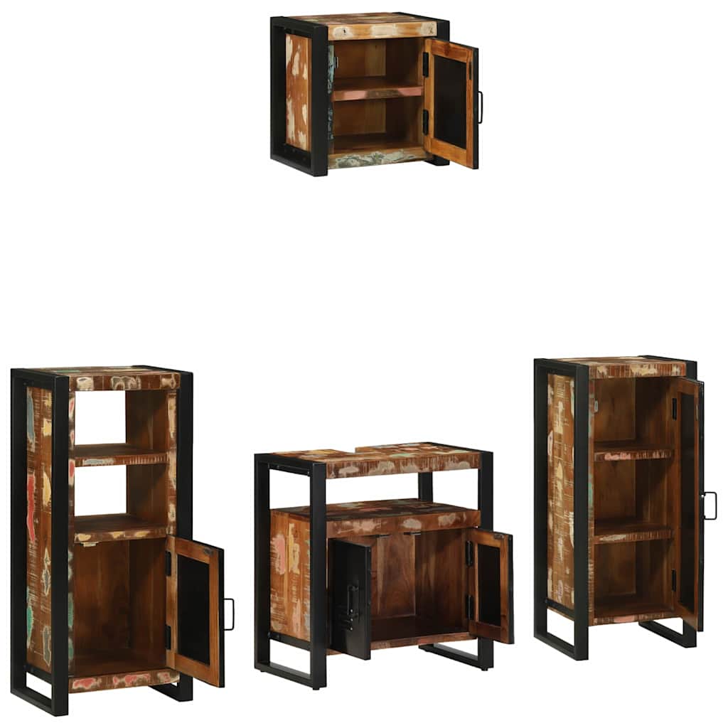 Badkamermeubelset met lade 4 pcs Massief Gerecycled Hout is nu te koop bij PeponiXL, paradijselijk wonen!