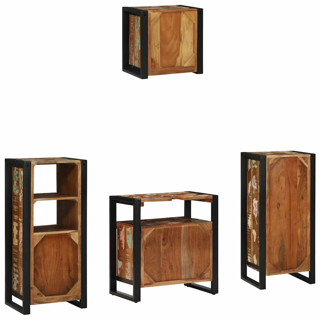 Badkamermeubelset met lade 4 pcs Massief Gerecycled Hout is nu te koop bij PeponiXL, paradijselijk wonen!