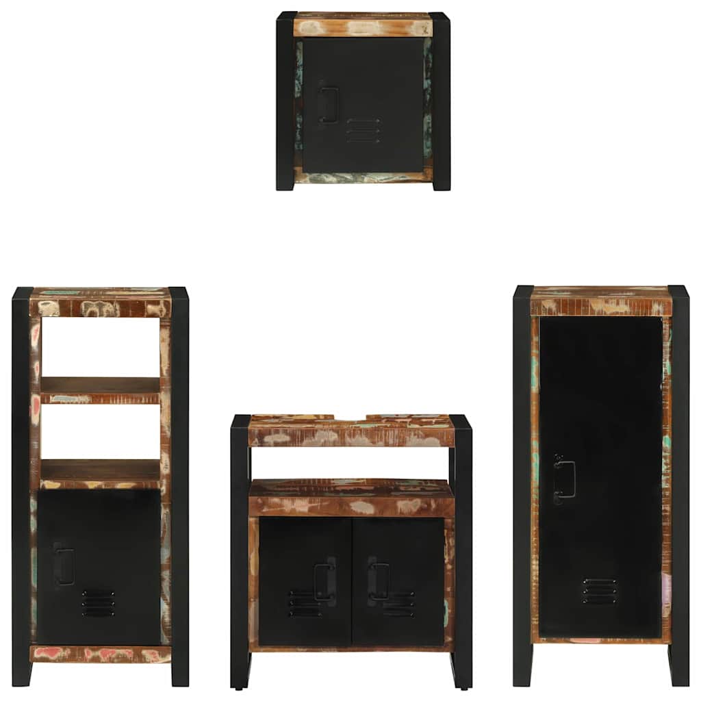 Badkamermeubelset met lade 4 pcs Massief Gerecycled Hout is nu te koop bij PeponiXL, paradijselijk wonen!