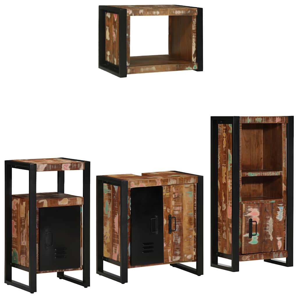 Badkamermeubelset met lade 4 pcs Massief Gerecycled Hout is nu te koop bij PeponiXL, paradijselijk wonen!