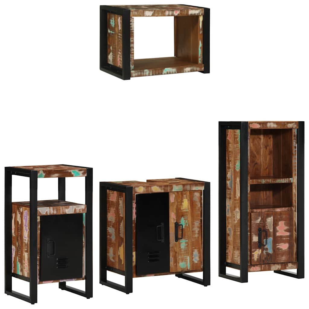 Badkamermeubelset met lade 4 pcs Massief Gerecycled Hout is nu te koop bij PeponiXL, paradijselijk wonen!