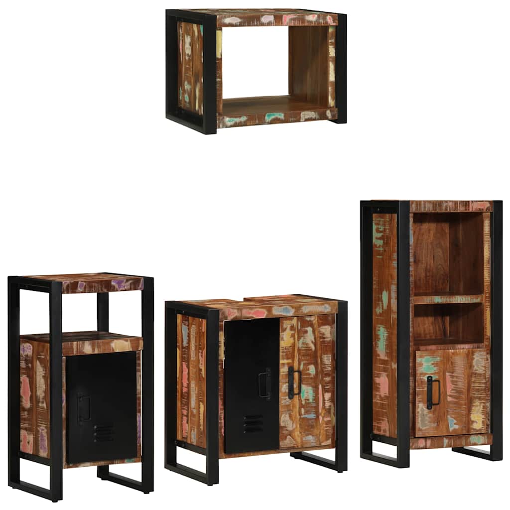 Badkamermeubelset met lade 4 pcs Massief Gerecycled Hout is nu te koop bij PeponiXL, paradijselijk wonen!
