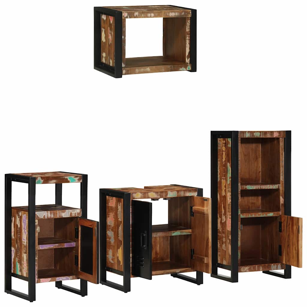 Badkamermeubelset met lade 4 pcs Massief Gerecycled Hout is nu te koop bij PeponiXL, paradijselijk wonen!