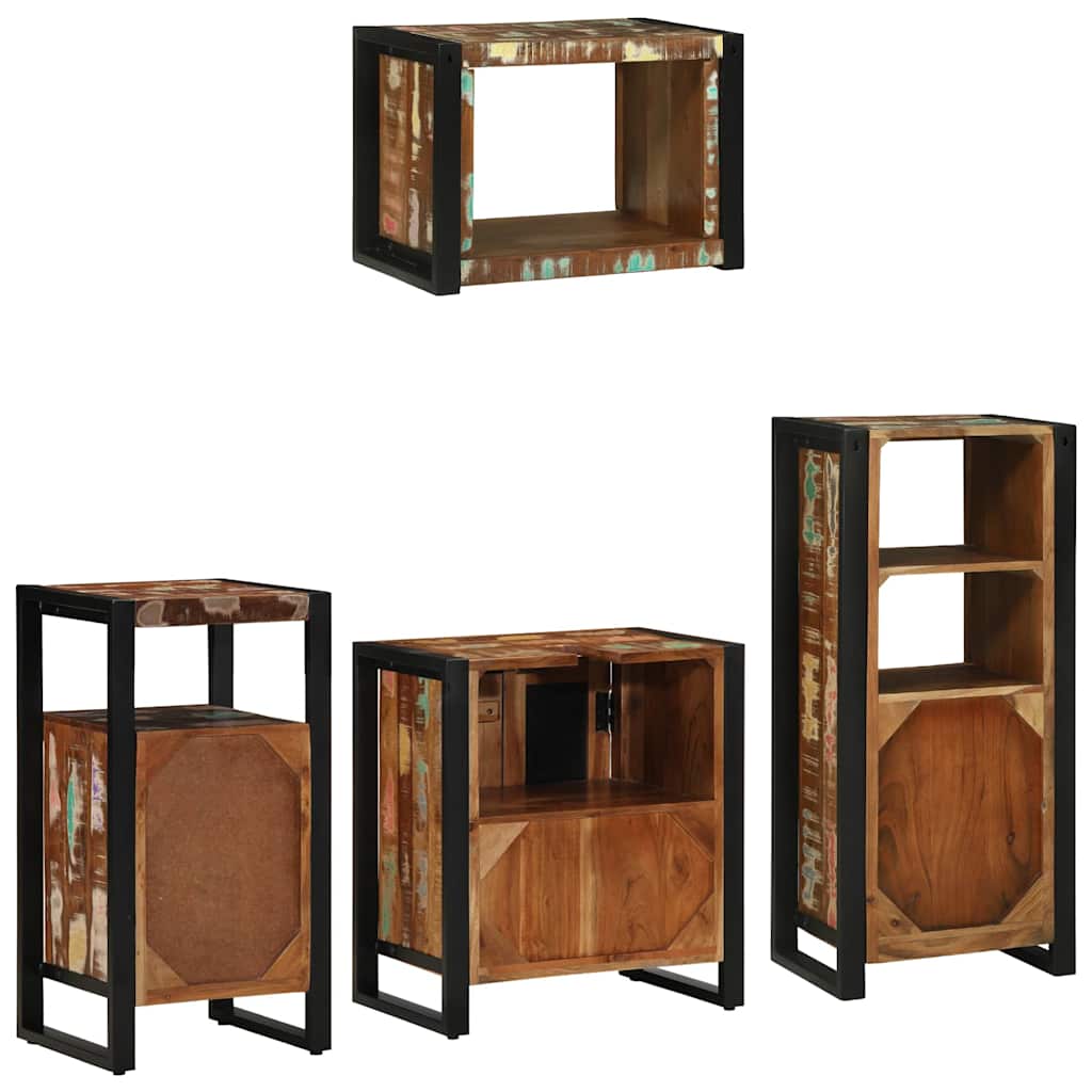 Badkamermeubelset met lade 4 pcs Massief Gerecycled Hout is nu te koop bij PeponiXL, paradijselijk wonen!