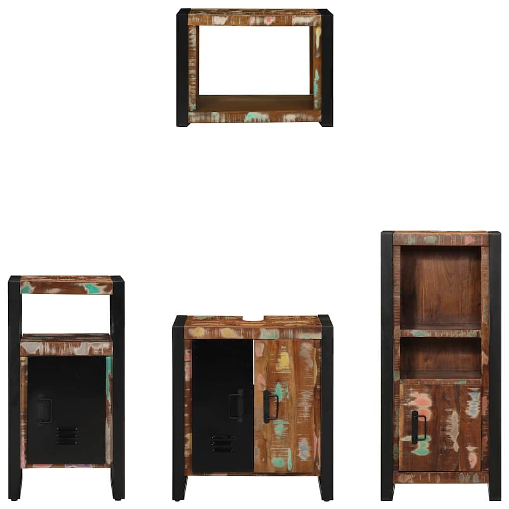 Badkamermeubelset met lade 4 pcs Massief Gerecycled Hout is nu te koop bij PeponiXL, paradijselijk wonen!