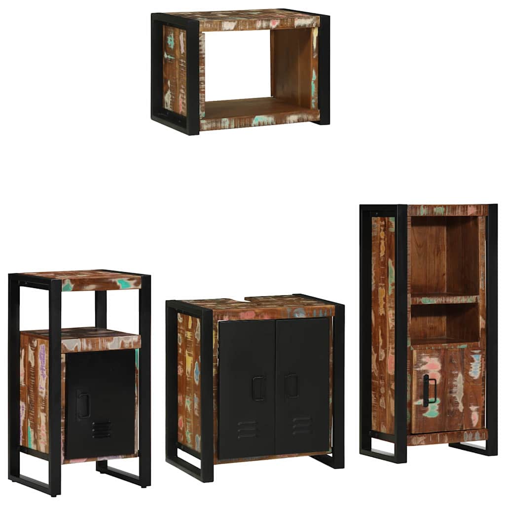 Badkamermeubelset met lade 4 pcs Massief Gerecycled Hout is nu te koop bij PeponiXL, paradijselijk wonen!