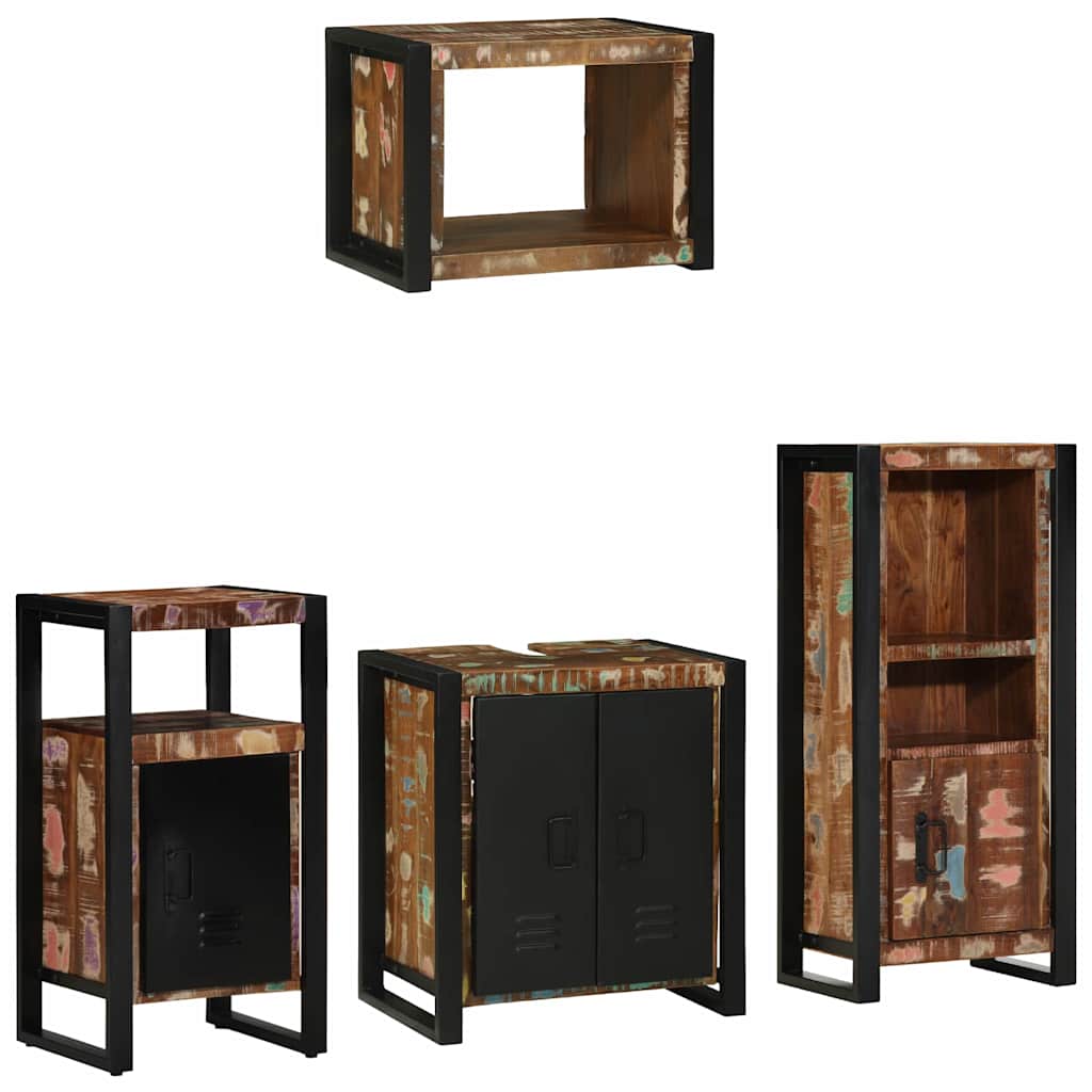 Badkamermeubelset met lade 4 pcs Massief Gerecycled Hout is nu te koop bij PeponiXL, paradijselijk wonen!