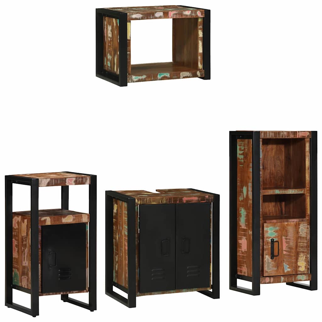 Badkamermeubelset met lade 4 pcs Massief Gerecycled Hout is nu te koop bij PeponiXL, paradijselijk wonen!