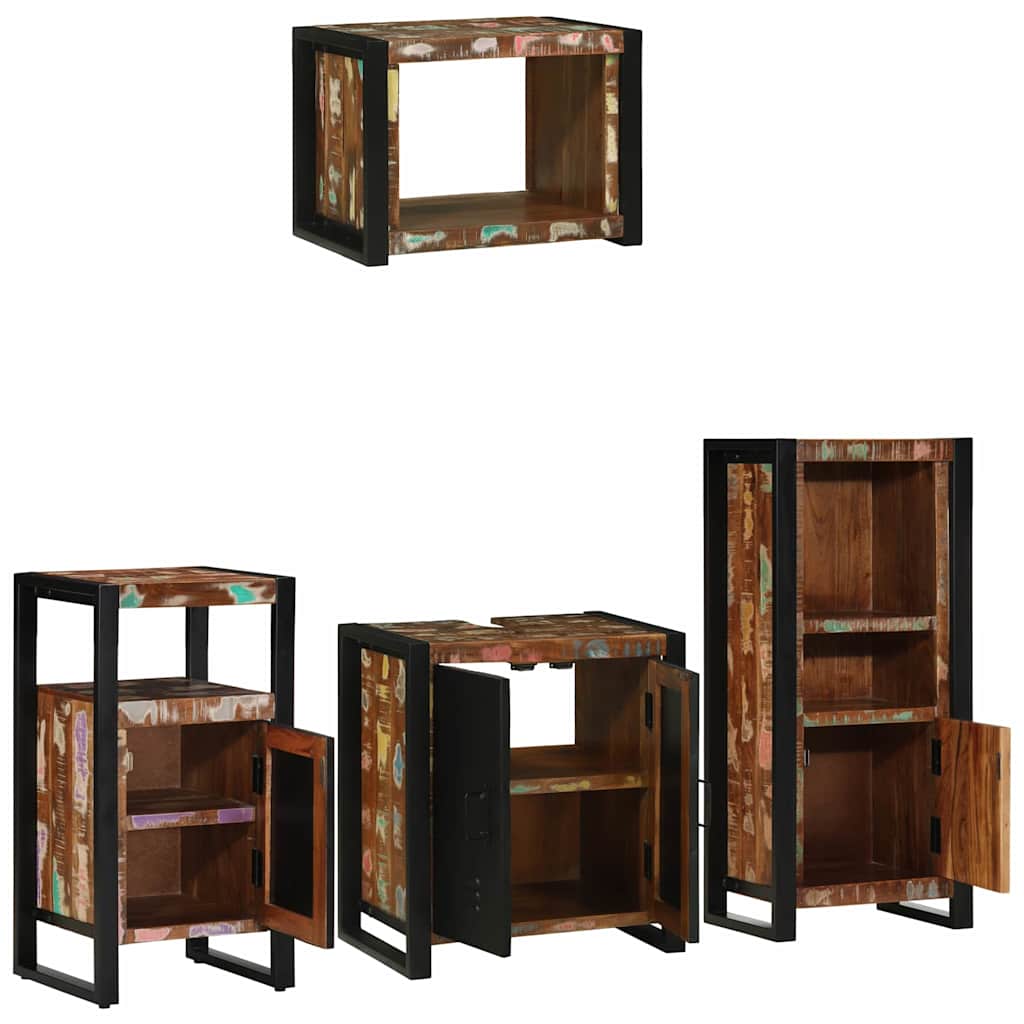 Badkamermeubelset met lade 4 pcs Massief Gerecycled Hout is nu te koop bij PeponiXL, paradijselijk wonen!