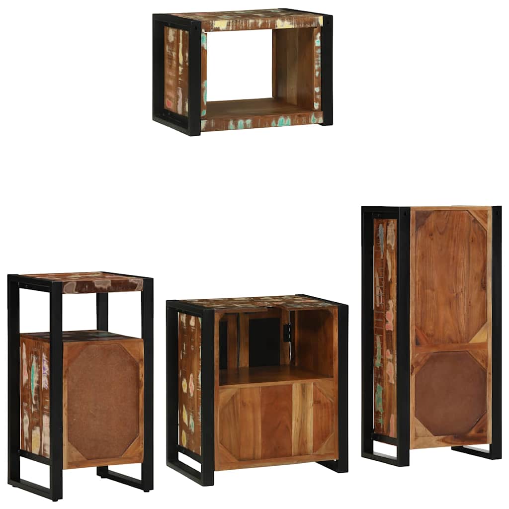 Badkamermeubelset met lade 4 pcs Massief Gerecycled Hout is nu te koop bij PeponiXL, paradijselijk wonen!