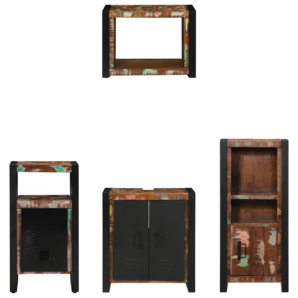 Badkamermeubelset met lade 4 pcs Massief Gerecycled Hout is nu te koop bij PeponiXL, paradijselijk wonen!