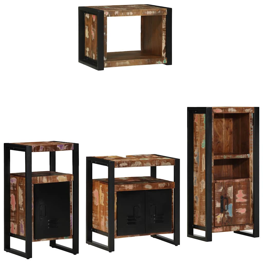 Badkamermeubelset met lade 4 pcs Massief Gerecycled Hout is nu te koop bij PeponiXL, paradijselijk wonen!