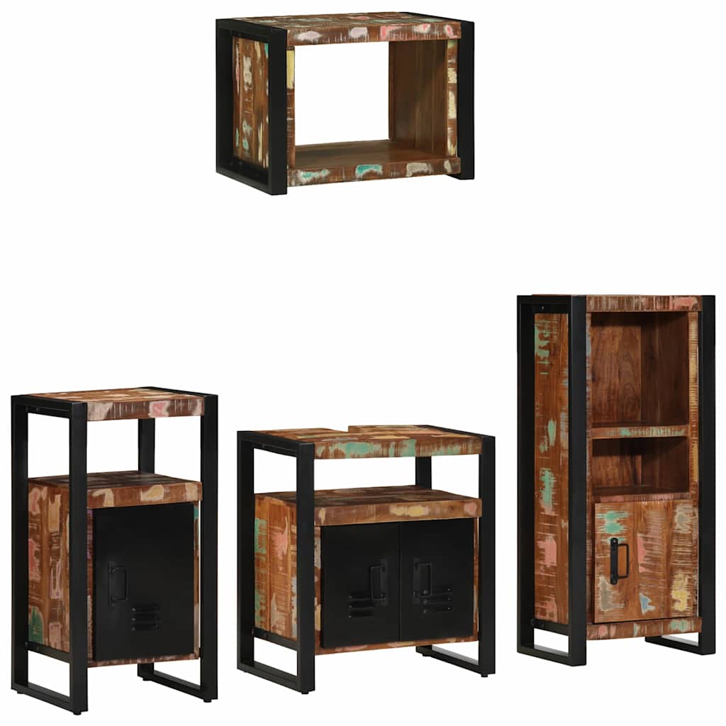 Badkamermeubelset met lade 4 pcs Massief Gerecycled Hout is nu te koop bij PeponiXL, paradijselijk wonen!