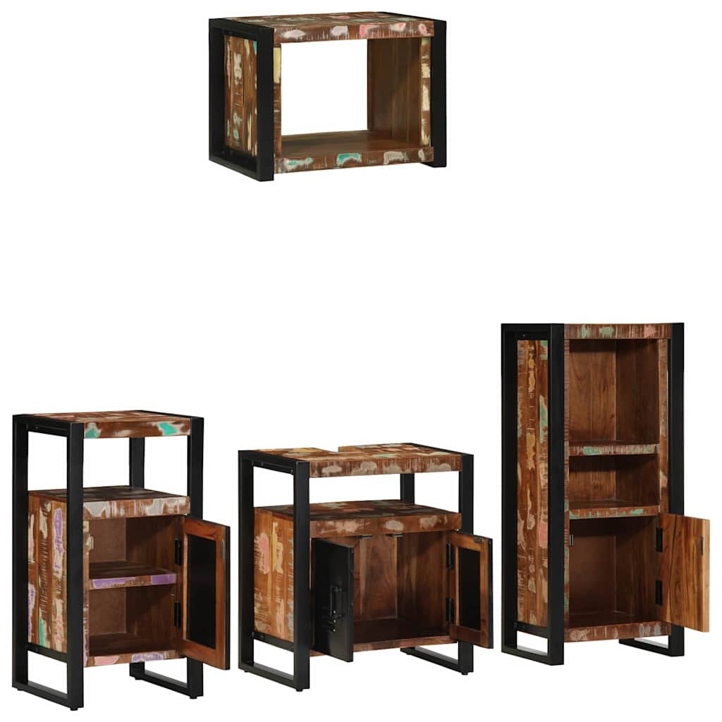 Badkamermeubelset met lade 4 pcs Massief Gerecycled Hout is nu te koop bij PeponiXL, paradijselijk wonen!