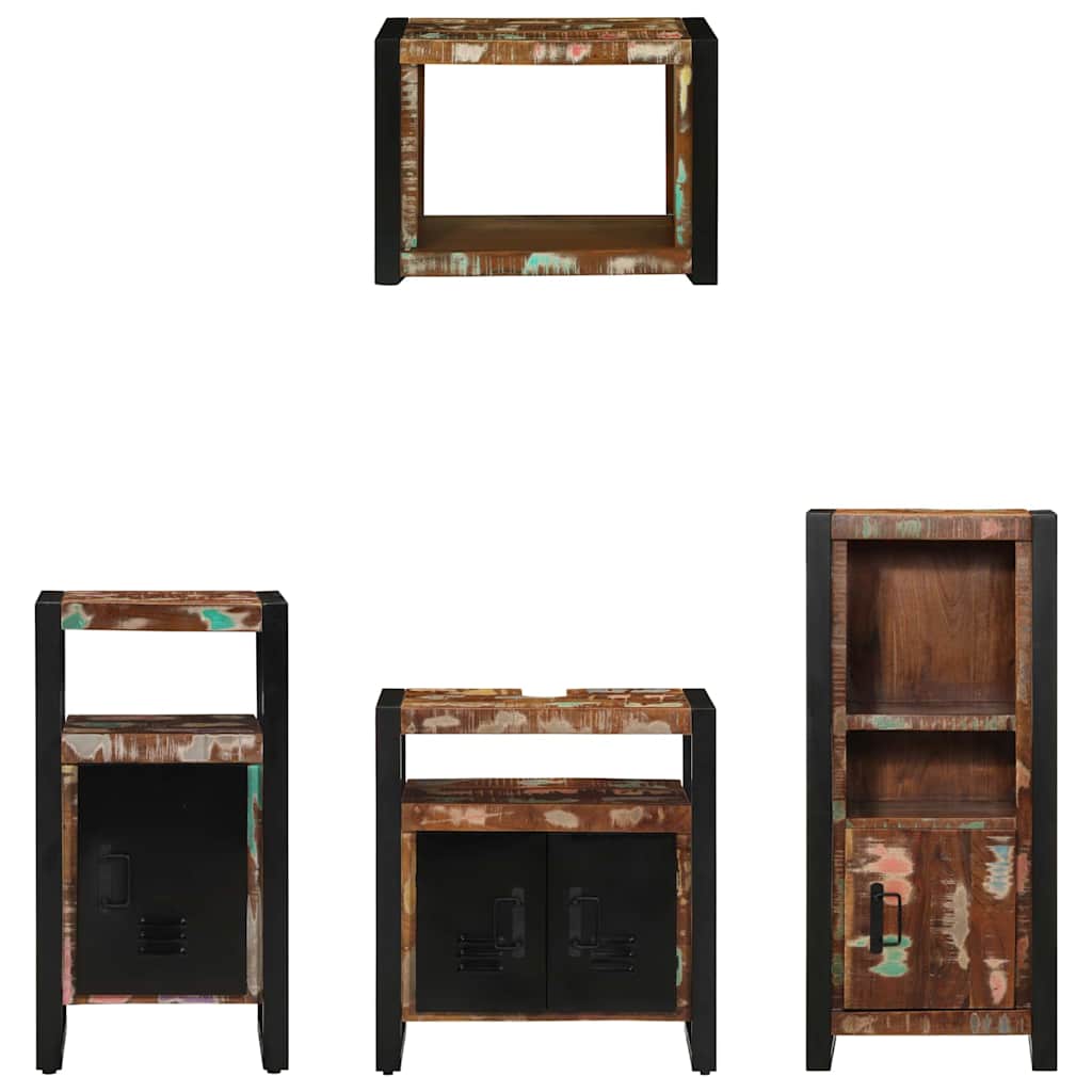 Badkamermeubelset met lade 4 pcs Massief Gerecycled Hout is nu te koop bij PeponiXL, paradijselijk wonen!