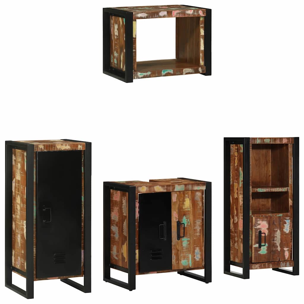 Badkamermeubelset met lade 4 pcs Massief Gerecycled Hout is nu te koop bij PeponiXL, paradijselijk wonen!