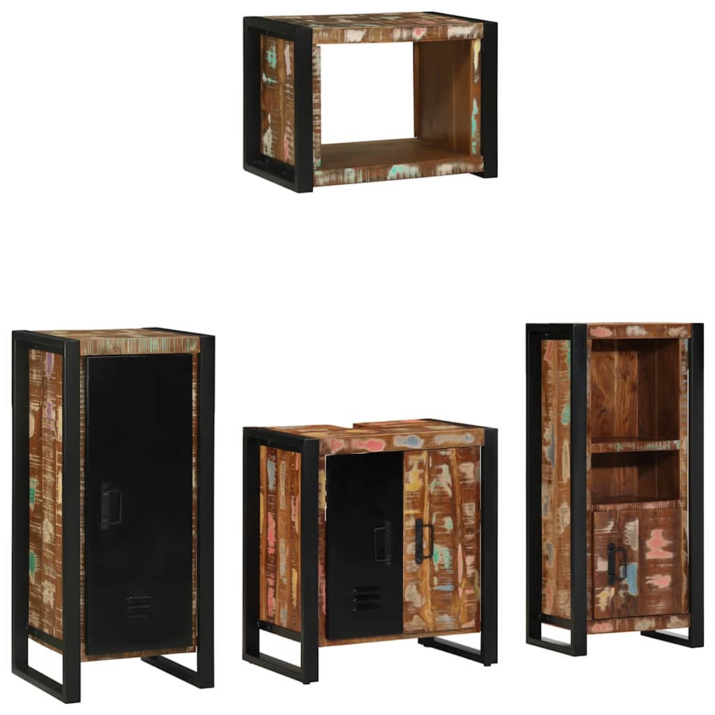 Badkamermeubelset met lade 4 pcs Massief Gerecycled Hout is nu te koop bij PeponiXL, paradijselijk wonen!