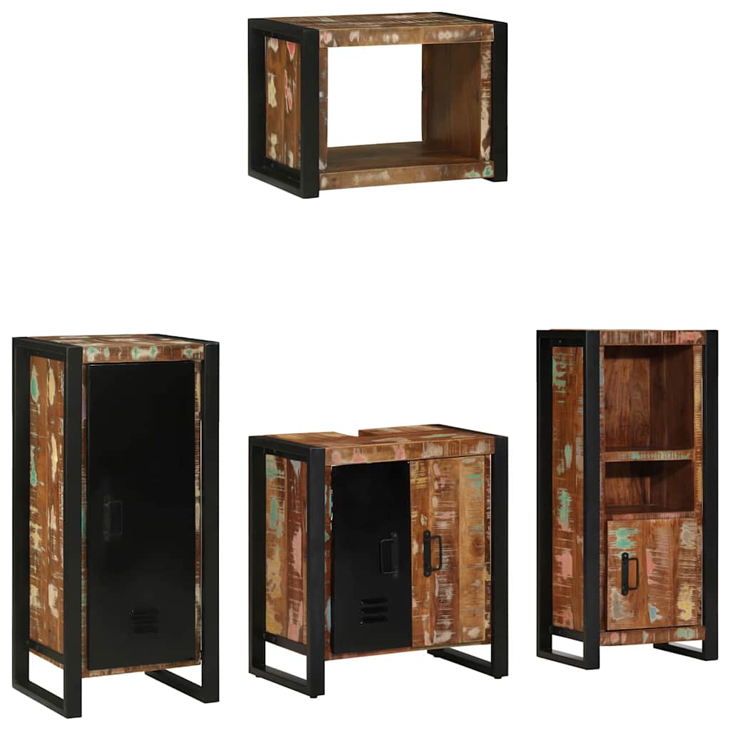 Badkamermeubelset met lade 4 pcs Massief Gerecycled Hout is nu te koop bij PeponiXL, paradijselijk wonen!