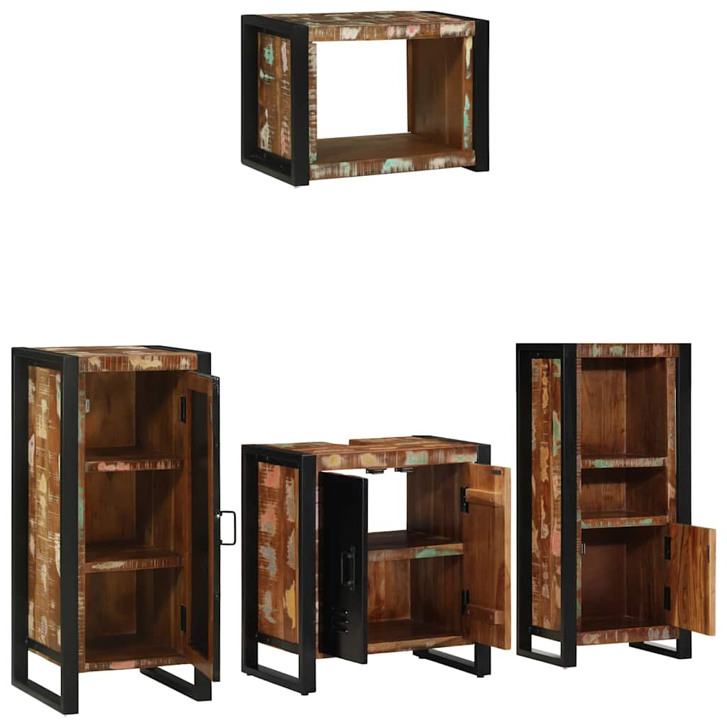 Badkamermeubelset met lade 4 pcs Massief Gerecycled Hout is nu te koop bij PeponiXL, paradijselijk wonen!