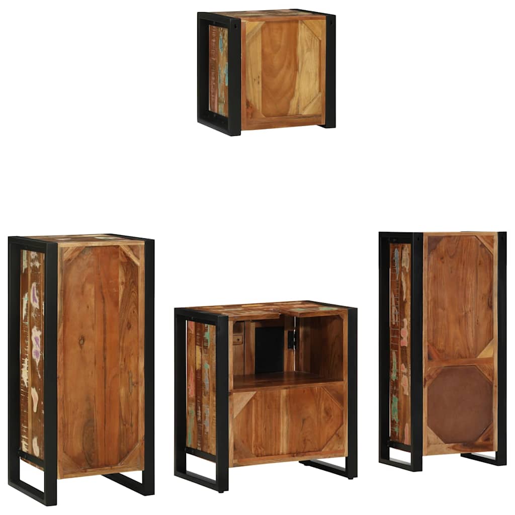Badkamermeubelset met lade 4 pcs Massief Gerecycled Hout is nu te koop bij PeponiXL, paradijselijk wonen!