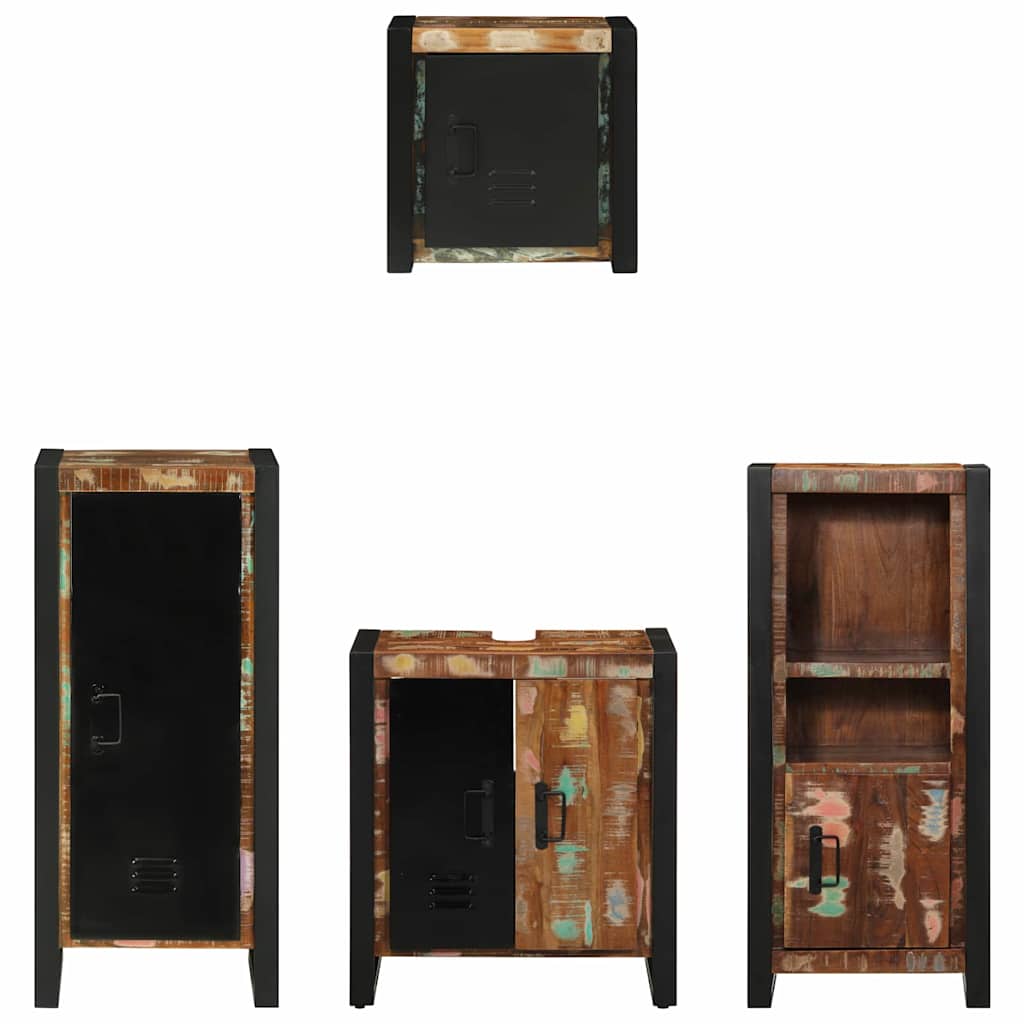 Badkamermeubelset met lade 4 pcs Massief Gerecycled Hout is nu te koop bij PeponiXL, paradijselijk wonen!