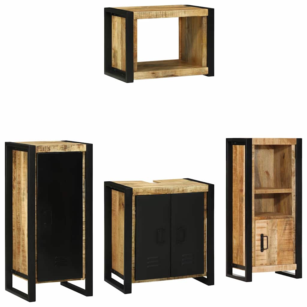 Badkamermeubelset met plank 4 pcs Bruin Massief Gerecycled Hout is nu te koop bij PeponiXL, paradijselijk wonen!
