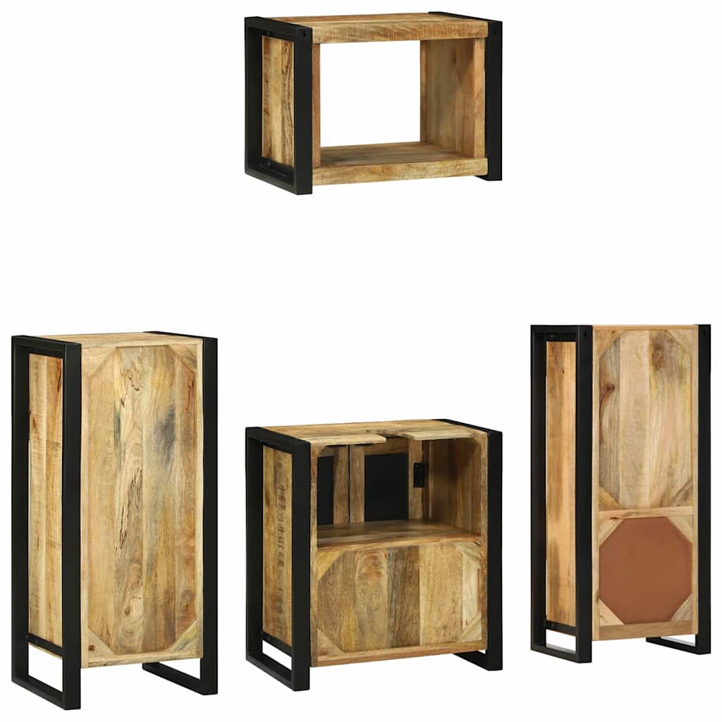 Badkamermeubelset met plank 4 pcs Bruin Massief Gerecycled Hout is nu te koop bij PeponiXL, paradijselijk wonen!