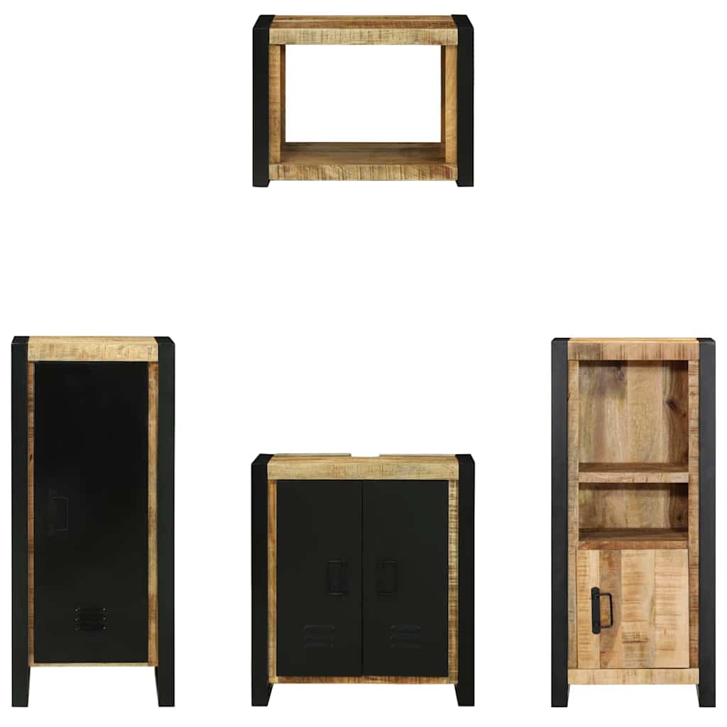 Badkamermeubelset met plank 4 pcs Bruin Massief Gerecycled Hout is nu te koop bij PeponiXL, paradijselijk wonen!