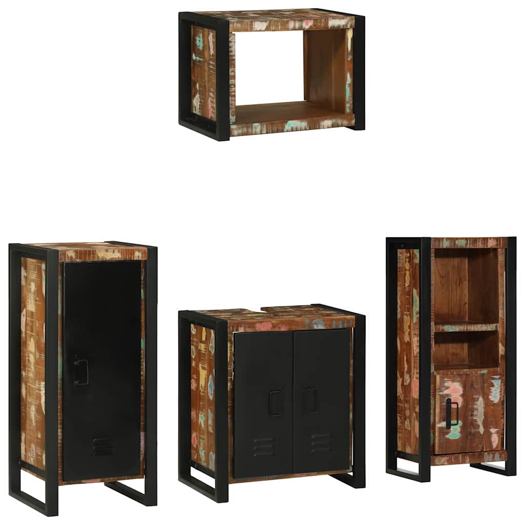 Badkamermeubelset met lade 4 pcs Massief Gerecycled Hout is nu te koop bij PeponiXL, paradijselijk wonen!