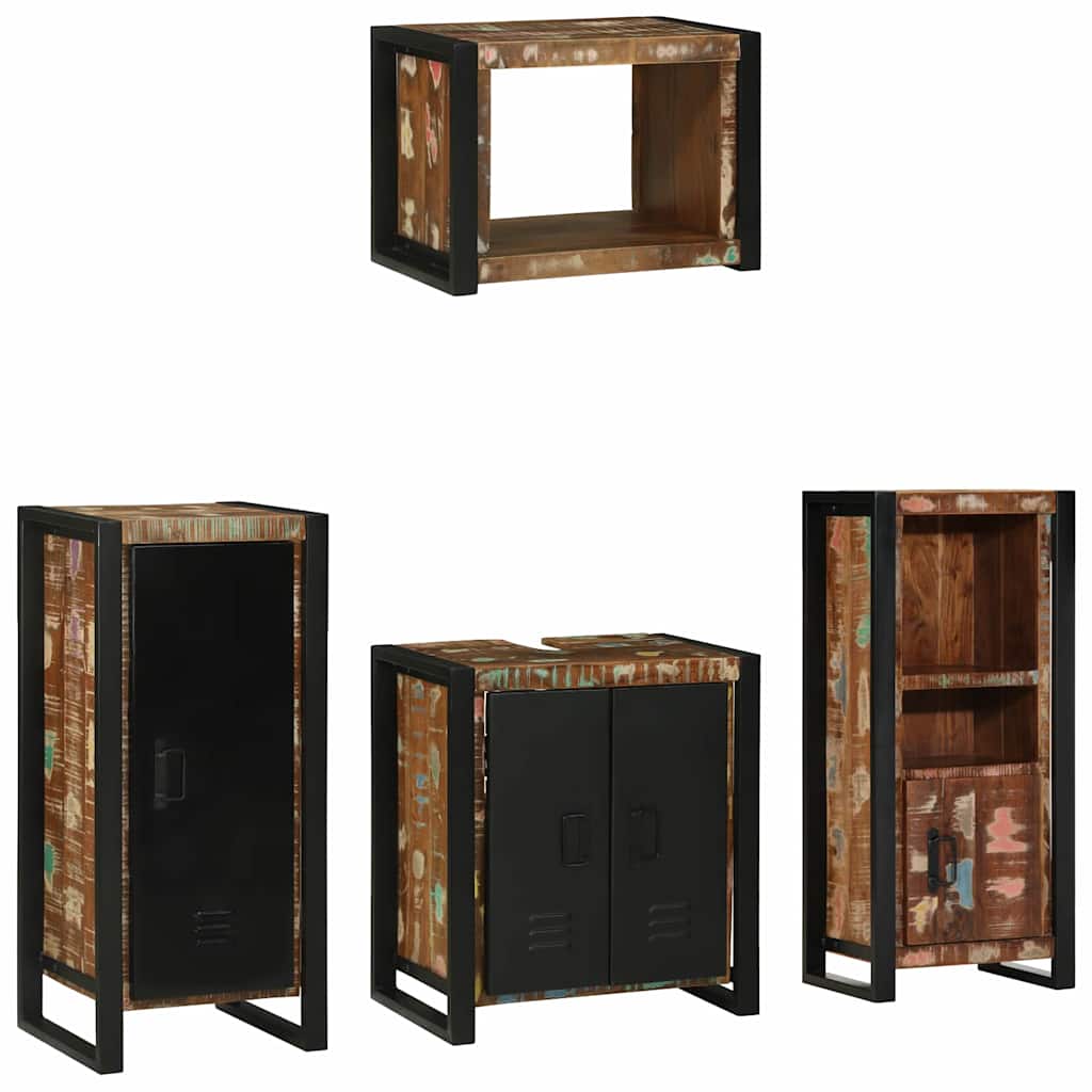 Badkamermeubelset met lade 4 pcs Massief Gerecycled Hout is nu te koop bij PeponiXL, paradijselijk wonen!