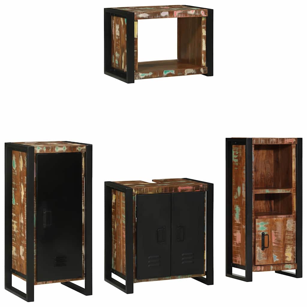 Badkamermeubelset met lade 4 pcs Massief Gerecycled Hout is nu te koop bij PeponiXL, paradijselijk wonen!