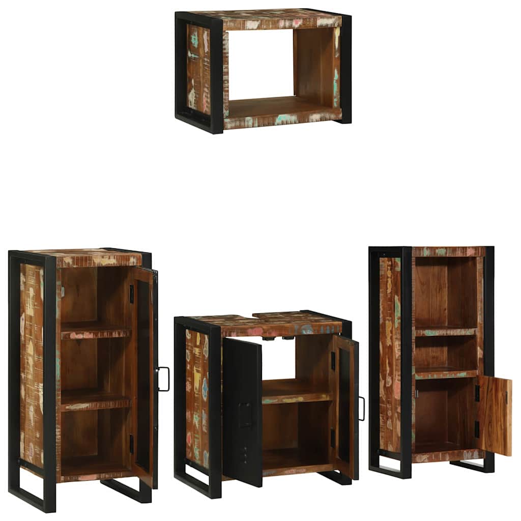 Badkamermeubelset met lade 4 pcs Massief Gerecycled Hout is nu te koop bij PeponiXL, paradijselijk wonen!