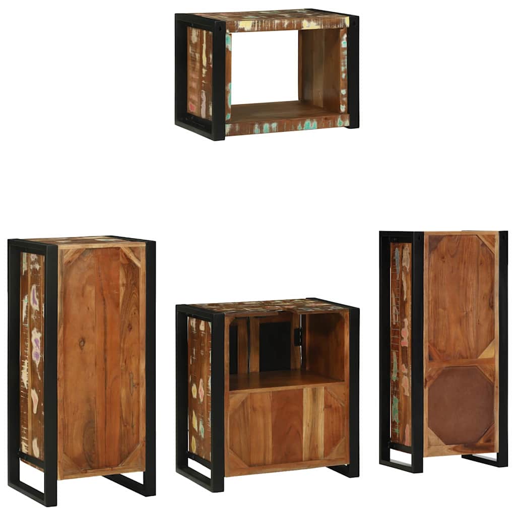 Badkamermeubelset met lade 4 pcs Massief Gerecycled Hout is nu te koop bij PeponiXL, paradijselijk wonen!