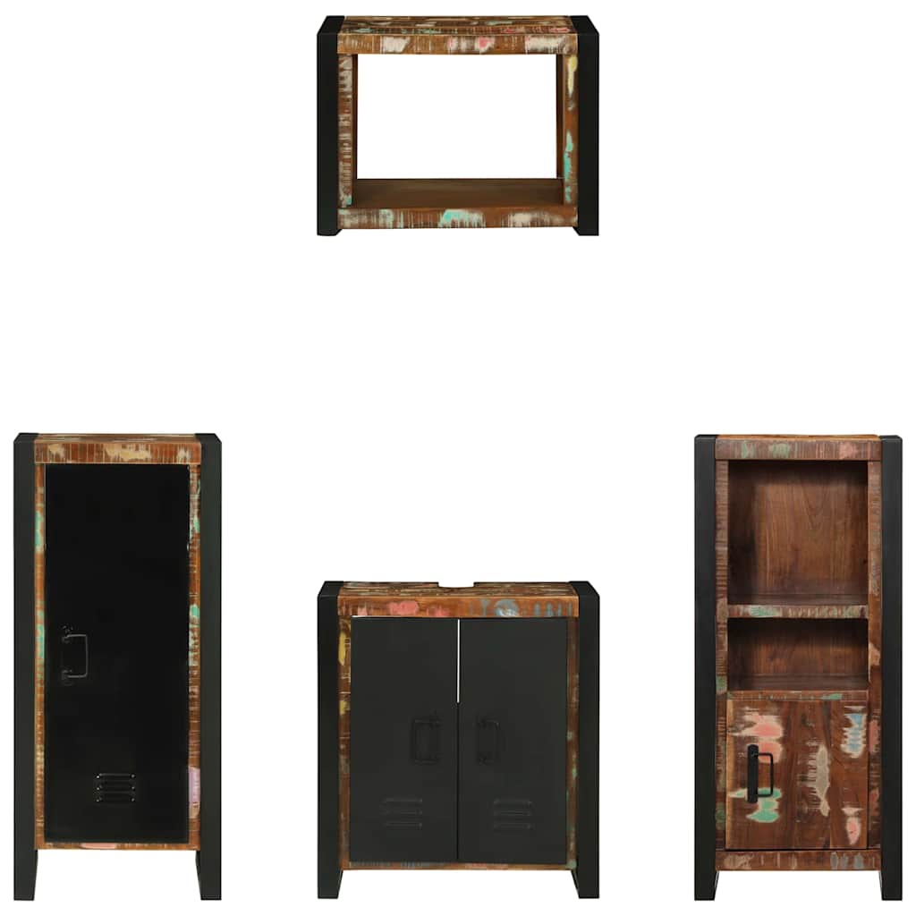 Badkamermeubelset met lade 4 pcs Massief Gerecycled Hout is nu te koop bij PeponiXL, paradijselijk wonen!