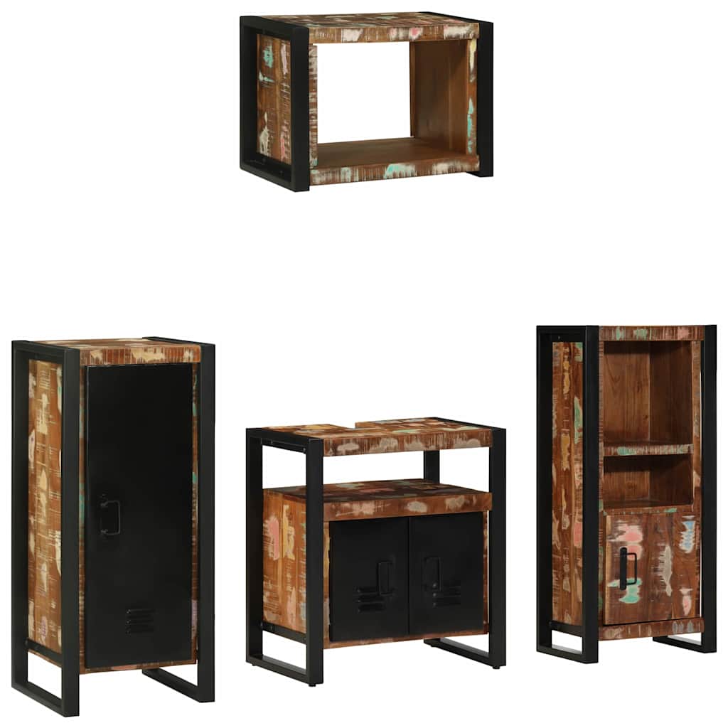 Badkamermeubelset met lade 4 pcs Massief Gerecycled Hout is nu te koop bij PeponiXL, paradijselijk wonen!