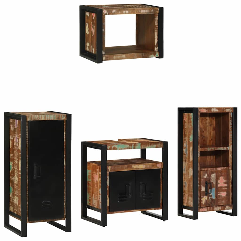 Badkamermeubelset met lade 4 pcs Massief Gerecycled Hout is nu te koop bij PeponiXL, paradijselijk wonen!
