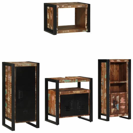 Badkamermeubelset met lade 4 pcs Massief Gerecycled Hout is nu te koop bij PeponiXL, paradijselijk wonen!