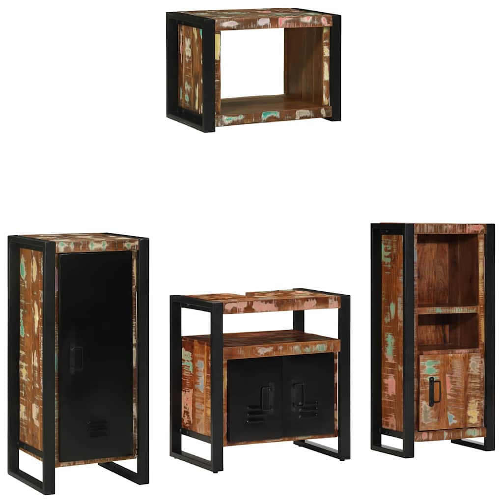 Badkamermeubelset met lade 4 pcs Massief Gerecycled Hout is nu te koop bij PeponiXL, paradijselijk wonen!