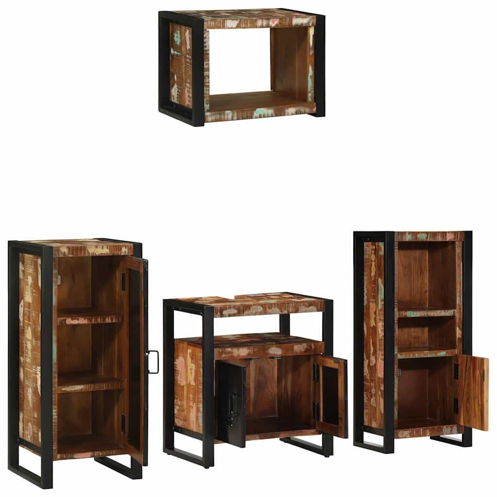 Badkamermeubelset met lade 4 pcs Massief Gerecycled Hout is nu te koop bij PeponiXL, paradijselijk wonen!