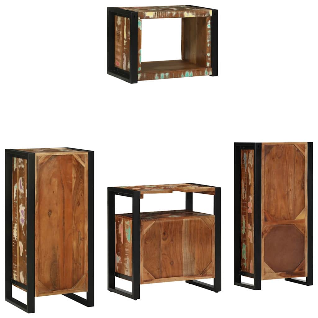 Badkamermeubelset met lade 4 pcs Massief Gerecycled Hout is nu te koop bij PeponiXL, paradijselijk wonen!