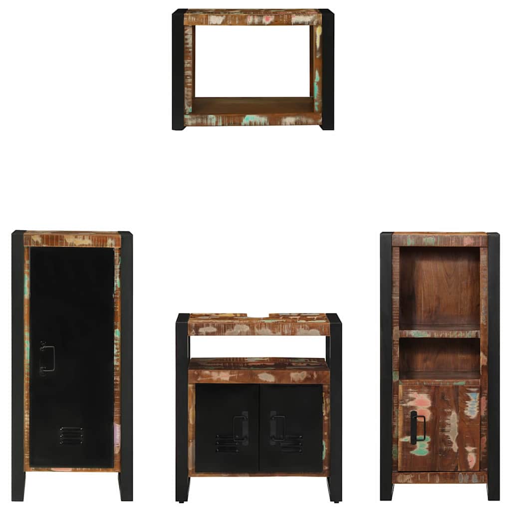 Badkamermeubelset met lade 4 pcs Massief Gerecycled Hout is nu te koop bij PeponiXL, paradijselijk wonen!