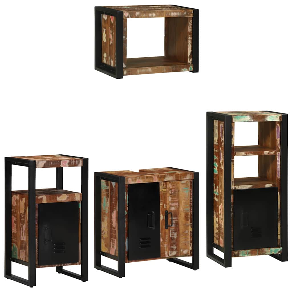 Badkamermeubelset met lade 4 pcs Massief Gerecycled Hout is nu te koop bij PeponiXL, paradijselijk wonen!