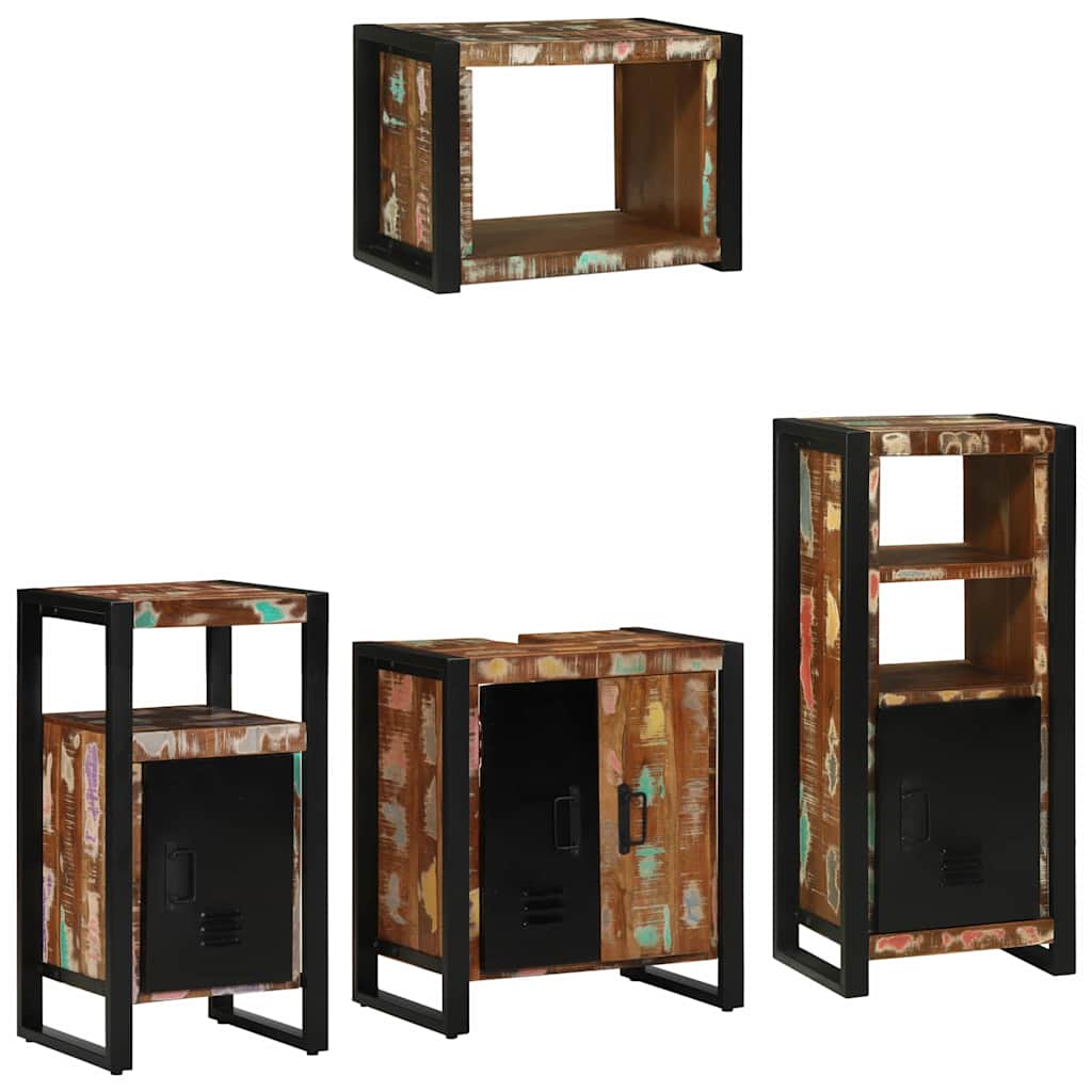 Badkamermeubelset met lade 4 pcs Massief Gerecycled Hout is nu te koop bij PeponiXL, paradijselijk wonen!