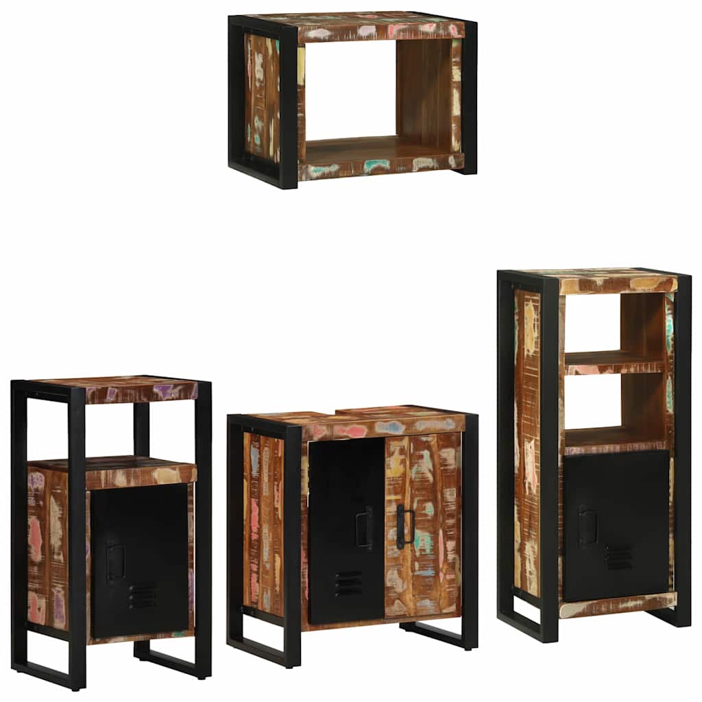 Badkamermeubelset met lade 4 pcs Massief Gerecycled Hout is nu te koop bij PeponiXL, paradijselijk wonen!